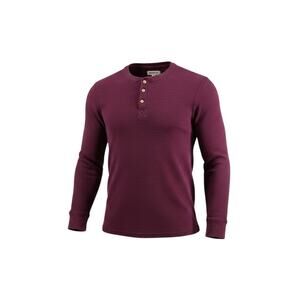 Goodthreads Men's Thermal Henley Shirt Red Waffle Knit Long Sleeve XL